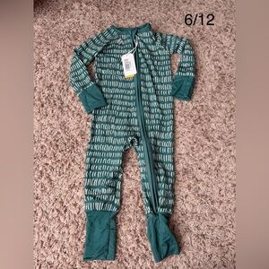 Teal Patterned Kids Footie Pajamas